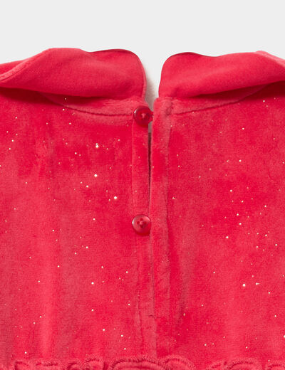 Robe effet velours paillettes rouge b&eacute;b&eacute; fille
