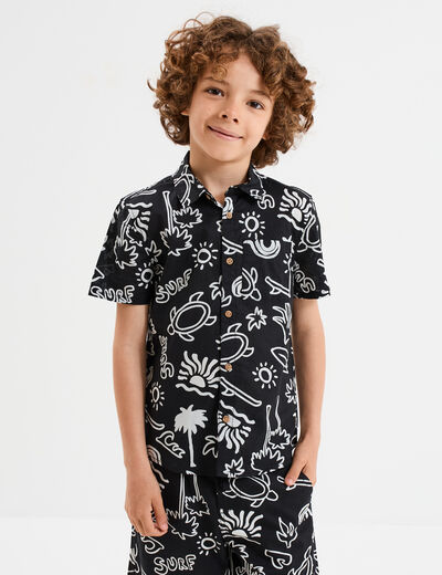 Chemise manches courtes noir garçon