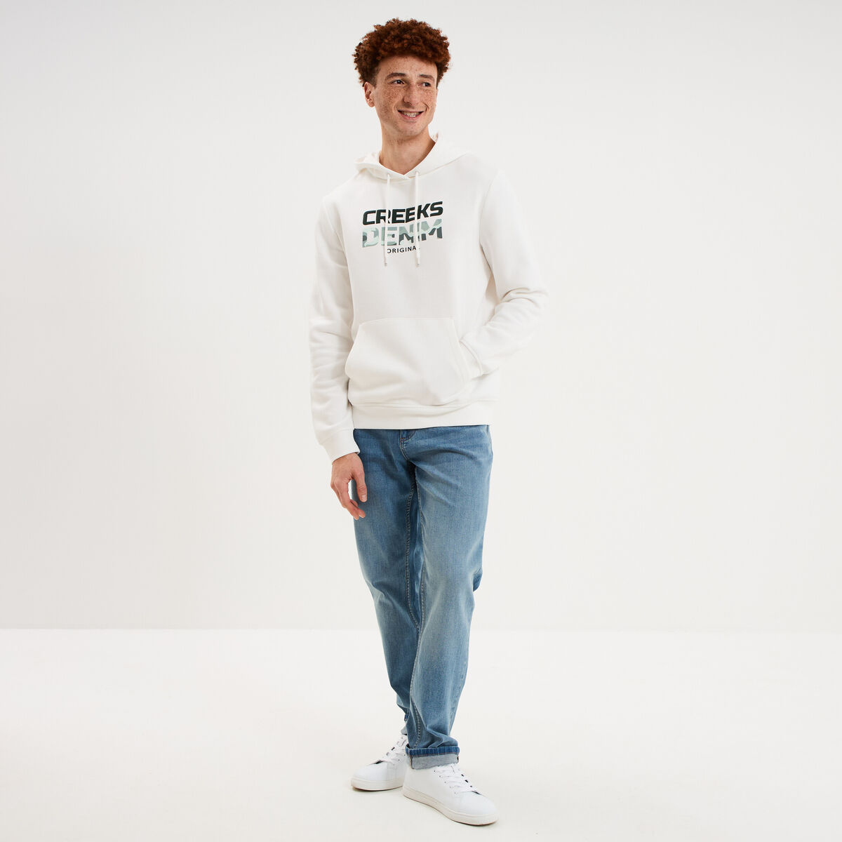 Sweat hoodie molleton Creeks blanc homme