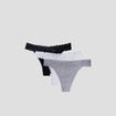 Lot 3 strings en coton gris femme