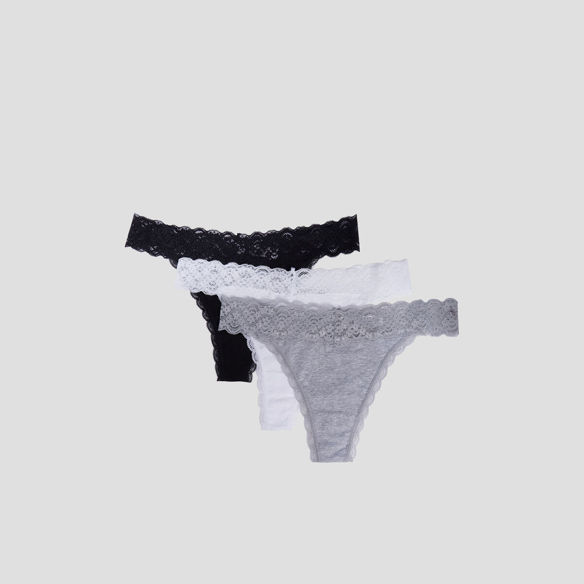 Lot 3 strings en coton gris femme