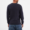 Pull col rond coton manches longues bleu foncé homme