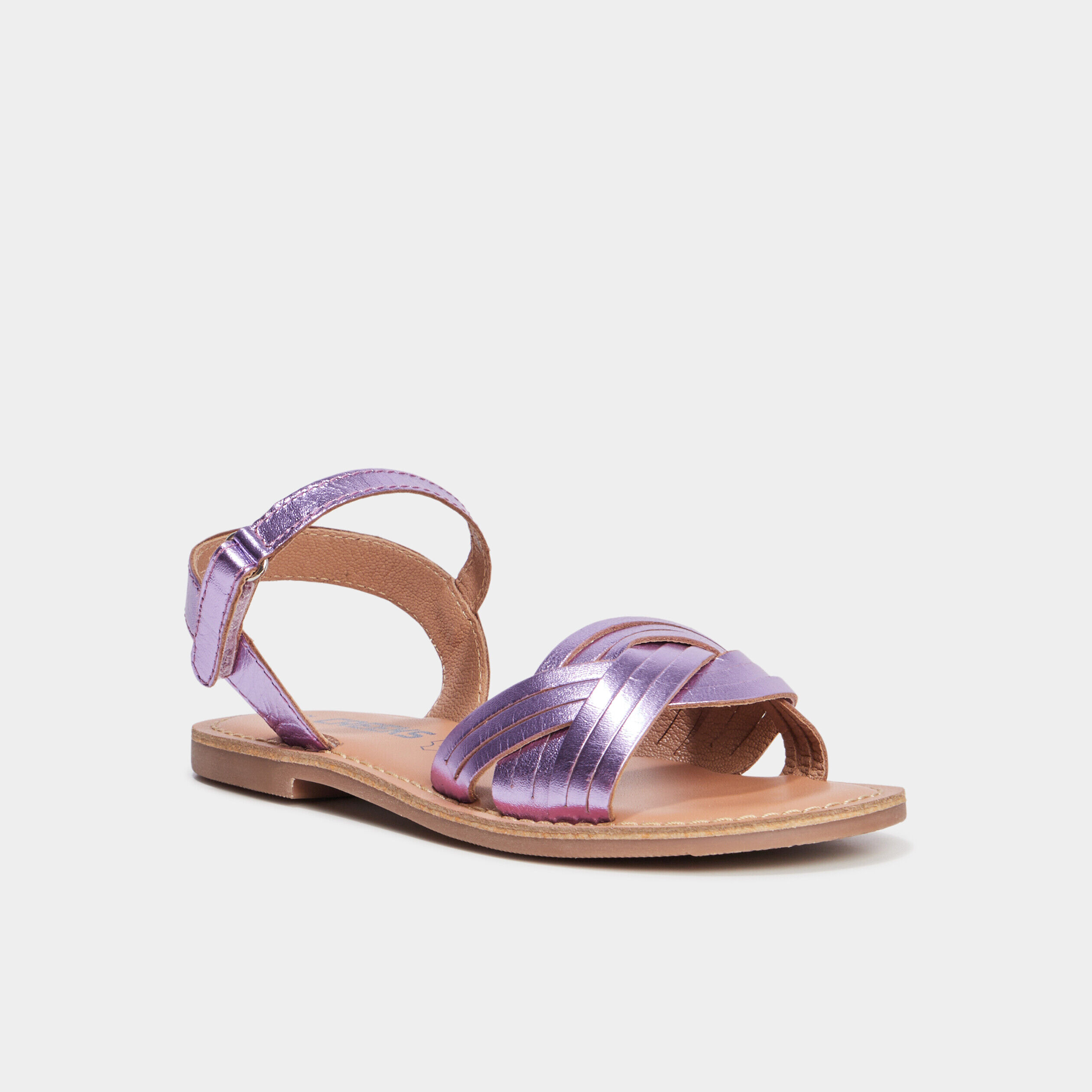Sandales tresses en cuir Creeks violet fille CREEKS
