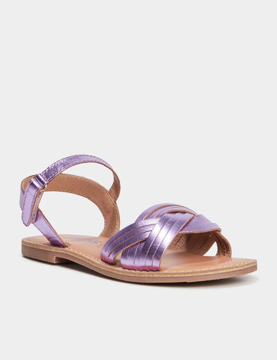Sandales tresses en cuir Creeks violet fille