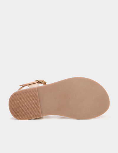 Sandales brides tressées en cuir jaune or fille