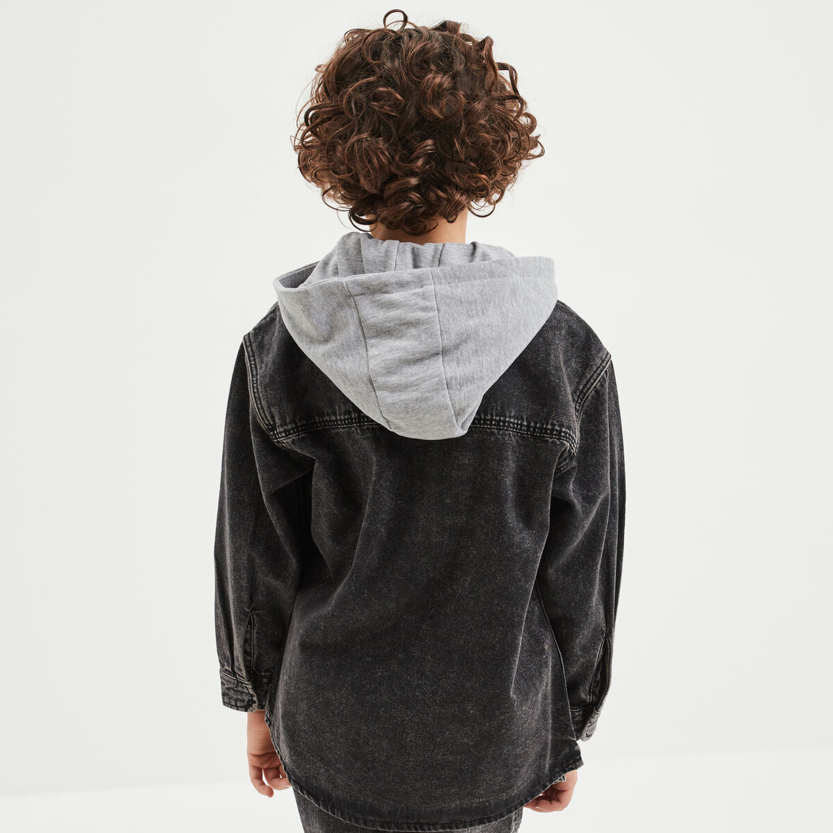 Chemise en jean &agrave; capuche Liberto denim noir gar&ccedil;on