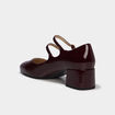 Escarpin double bride effet verni bordeaux femme