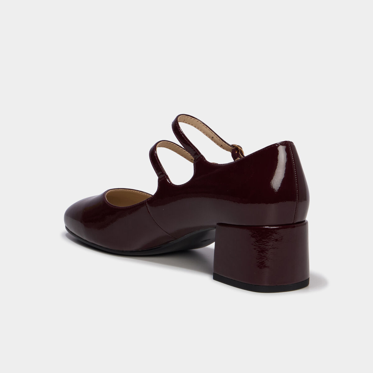 Escarpin double bride effet verni bordeaux femme