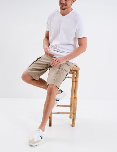 Bermuda cargo droit coton majoritaire taupe homme