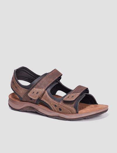 Sandales à scratchs marron homme