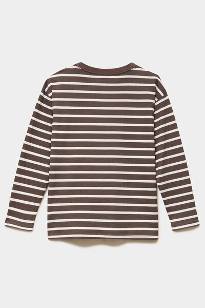 Lot 2 t-shirts manches longues coton marron chocolat gar&ccedil;on