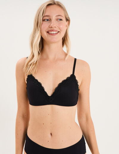 Soutien-gorge triangle micro dentelle noir femme