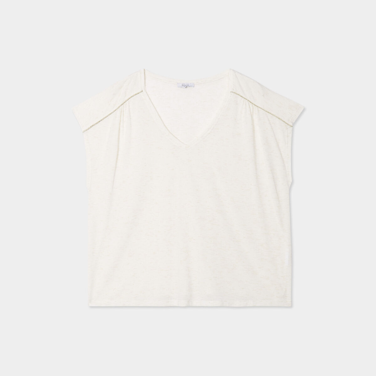 T-shirt col en V manches courtes blanc femme grande taille