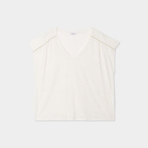t shirt col en v manches courtes blanc femmegt T-shirt col en V manches courtes blanc femme grande taille