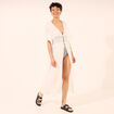 Robe de plage manches courtes blanc femme