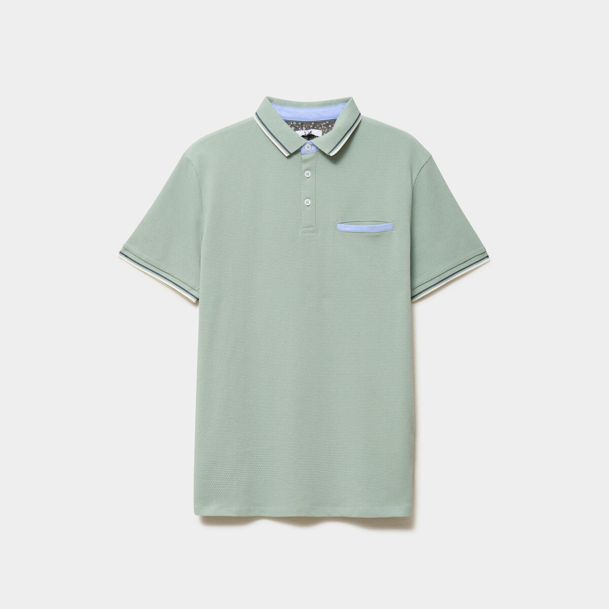 Polo piqu&eacute; manches courtes coton vert pastel homme