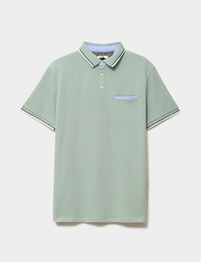 Polo piqu&eacute; manches courtes coton vert pastel homme