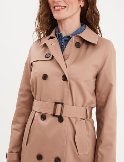 Trench mi-long ceinturé marron femme