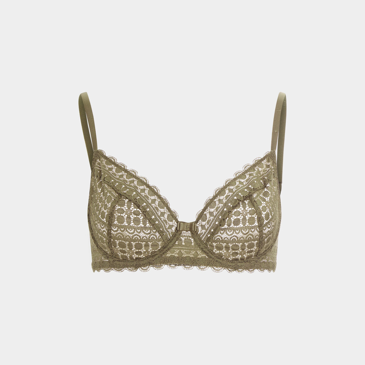 Soutien-gorge embo&icirc;tant en dentelle vert kaki femme