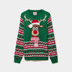 Pull de No&euml;l avec pompon vert homme