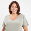T-shirt col en V fils métallisés vert clair femme grande taille