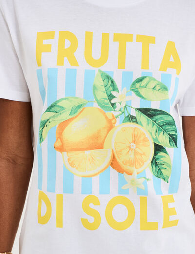 T-shirt droit avec manches courtes coton blanc femme