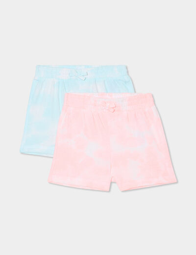 Lot 2 shorts taille élastiquée rose fluo bébé fille
