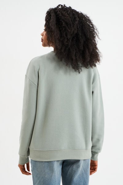 Sweat col rond manches longues vert pastel femme