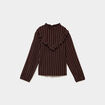 Blouse col montant &agrave; volants marron fonc&eacute; femme
