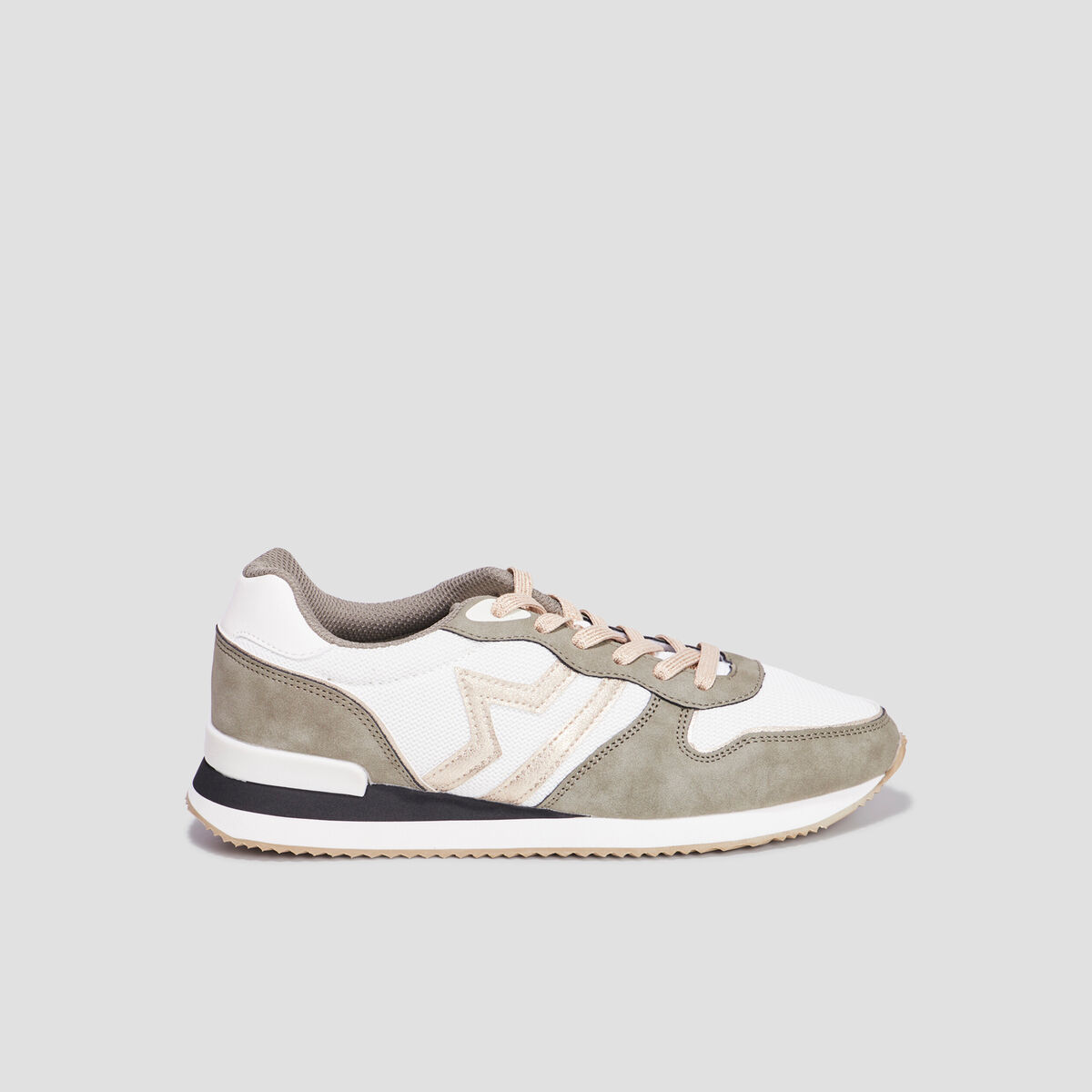 Baskets bi-mati&egrave;re &agrave; lacets Creeks vert kaki femme