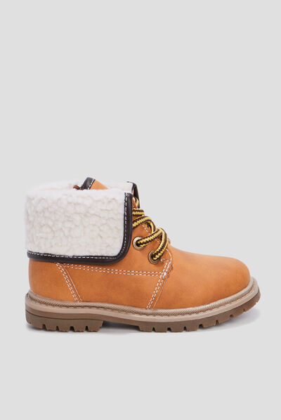 Bottines plates fourrées zippées camel bébé garçon