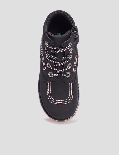 Bottines zippées Kickers Krally noir fille