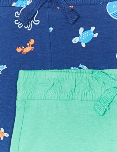 Lot de 2 shorts coton bleu marine bébé garçon
