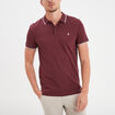 Polo manches courtes bords contrastés prune homme