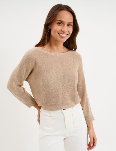 Pull manches longues sable femme