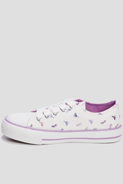 Tennis en toile à lacets Creeks blanc fille