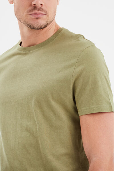 T-shirt droit en coton manches courtes vert kaki homme