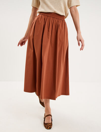 Jupe large taille &eacute;lastiqu&eacute;e camel femme
