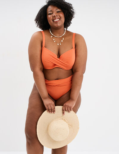 Haut de maillot de bain balconnet orange femme grande taille