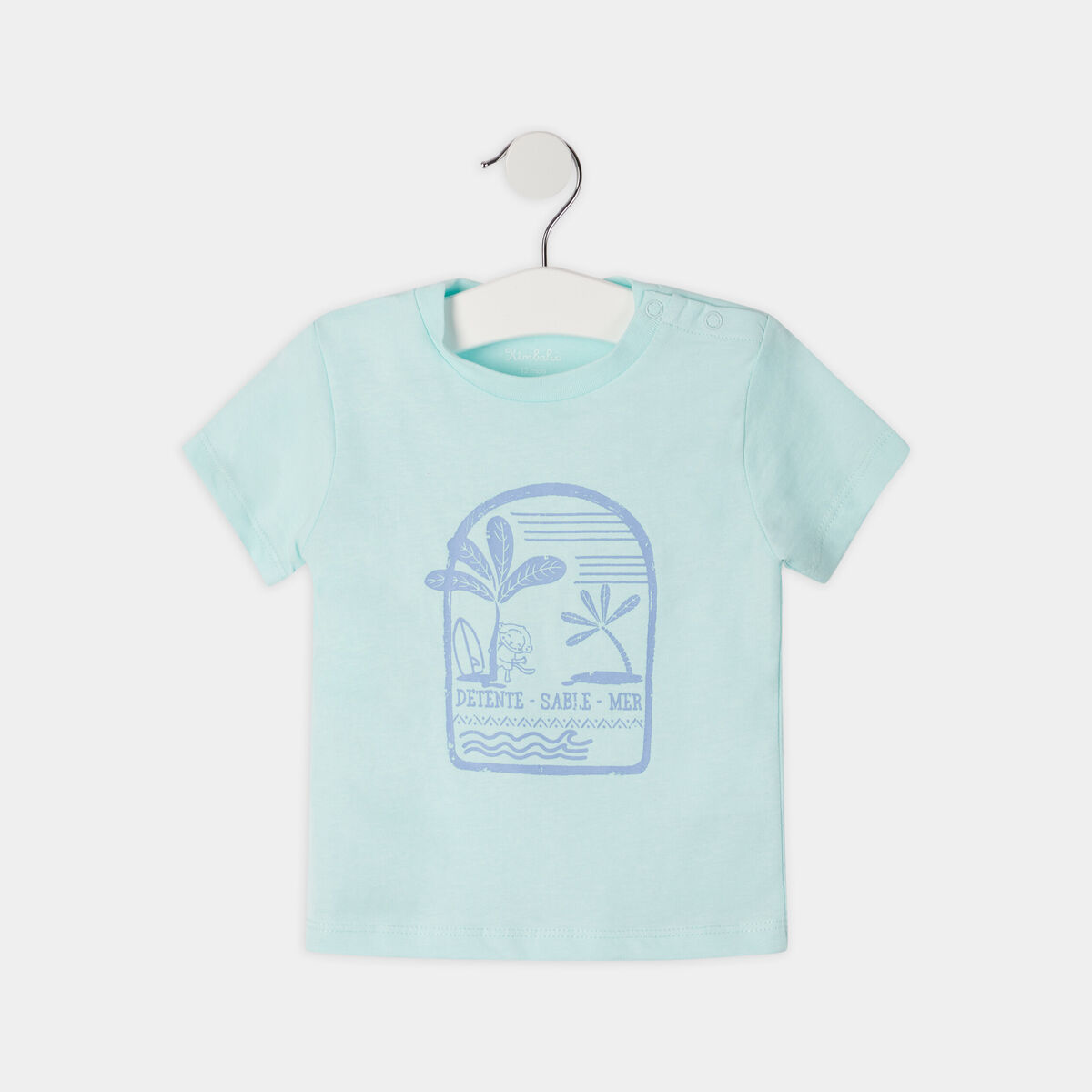 T-shirt à manches courtes en coton vert turquoise bébé garçon