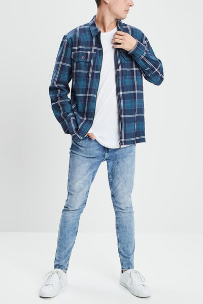 Chemise droite manches longues Creeks bleu marine homme