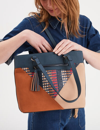 Sac à Main Hexagona Bleu Marine - Porté épaule Ou Bandoulière - Occasion Très Bon état
