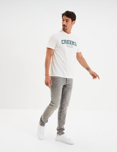 Jeans denim straight 5 poches Creeks denim gris homme