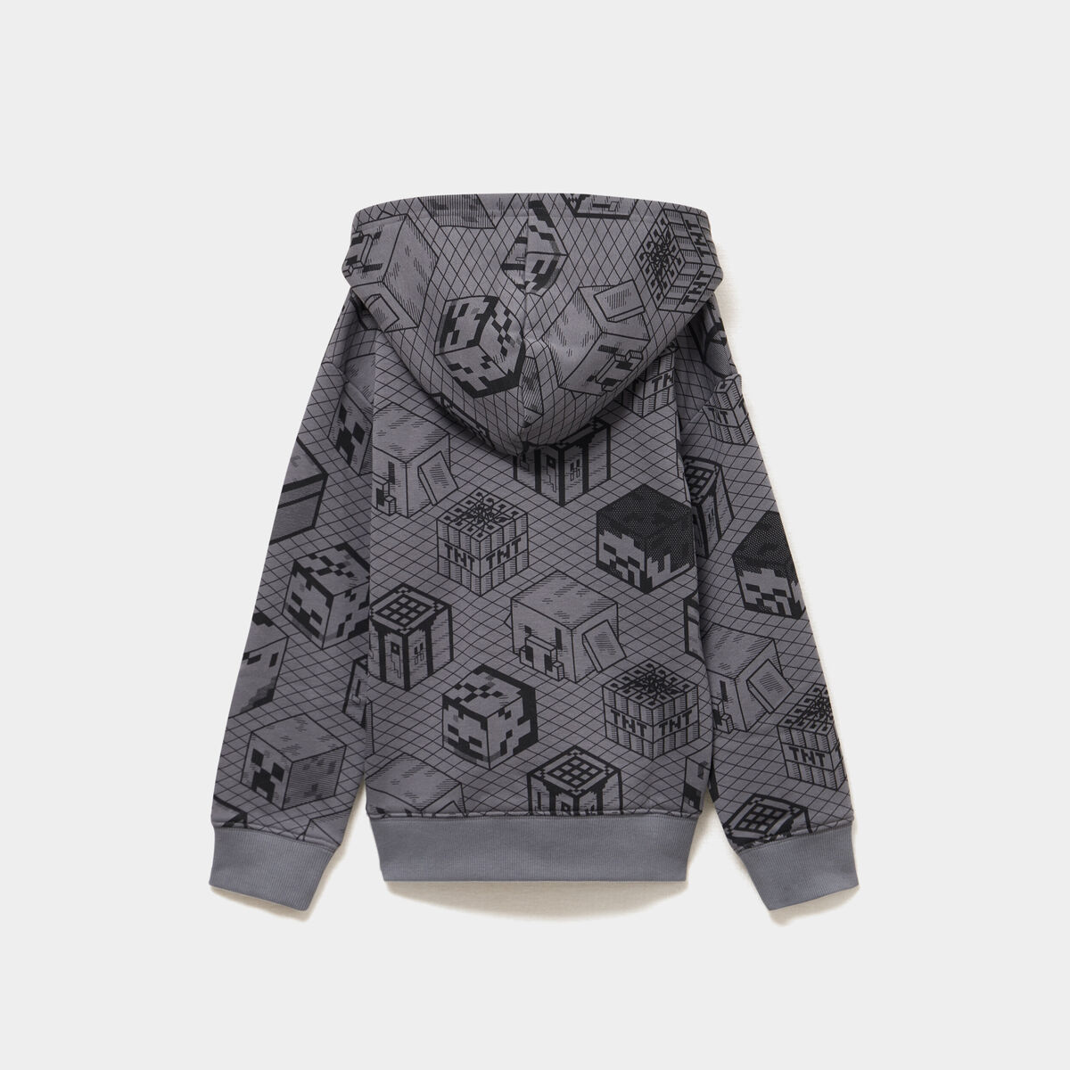 Sweat hoodie droit Minecraft gris fonc&eacute; gar&ccedil;on