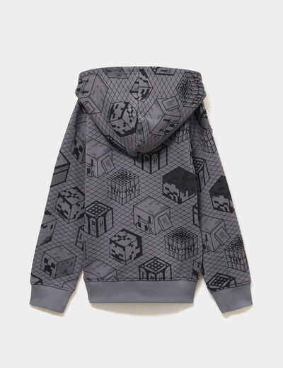 Sweat hoodie droit Minecraft gris fonc&eacute; gar&ccedil;on