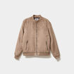Blouson col biker en su&eacute;dine zipp&eacute; taupe homme