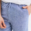 Bermuda chino &agrave; coulisse lin m&eacute;lang&eacute; bleu homme