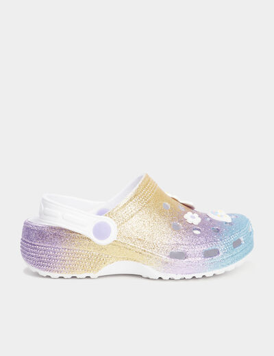 Sabots de plage à paillettes multicolore fille