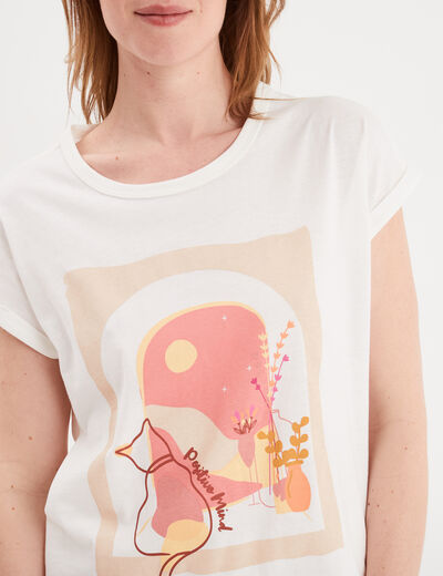 T-shirt manches courtes coton blanc femme