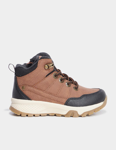 Boots zippées à lacets Trappeur camel garçon